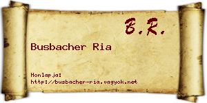 Busbacher Ria névjegykártya